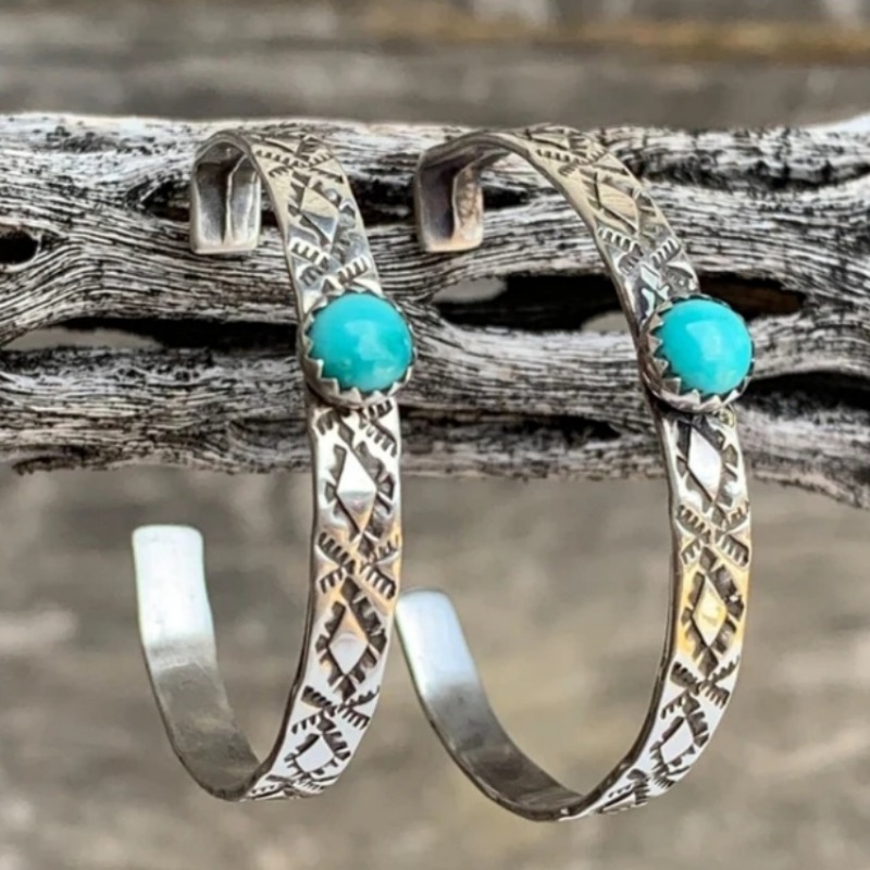 Ethnic Wear In Fashion - Ethnic Silver Color Blue Stone Dangle