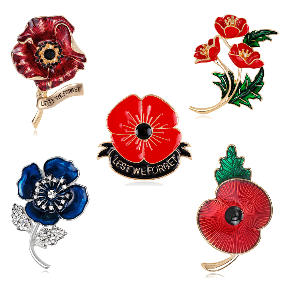 Enameled Red Poppy Flower Broo - đánh giá và giá Ethnic Fashion Uk