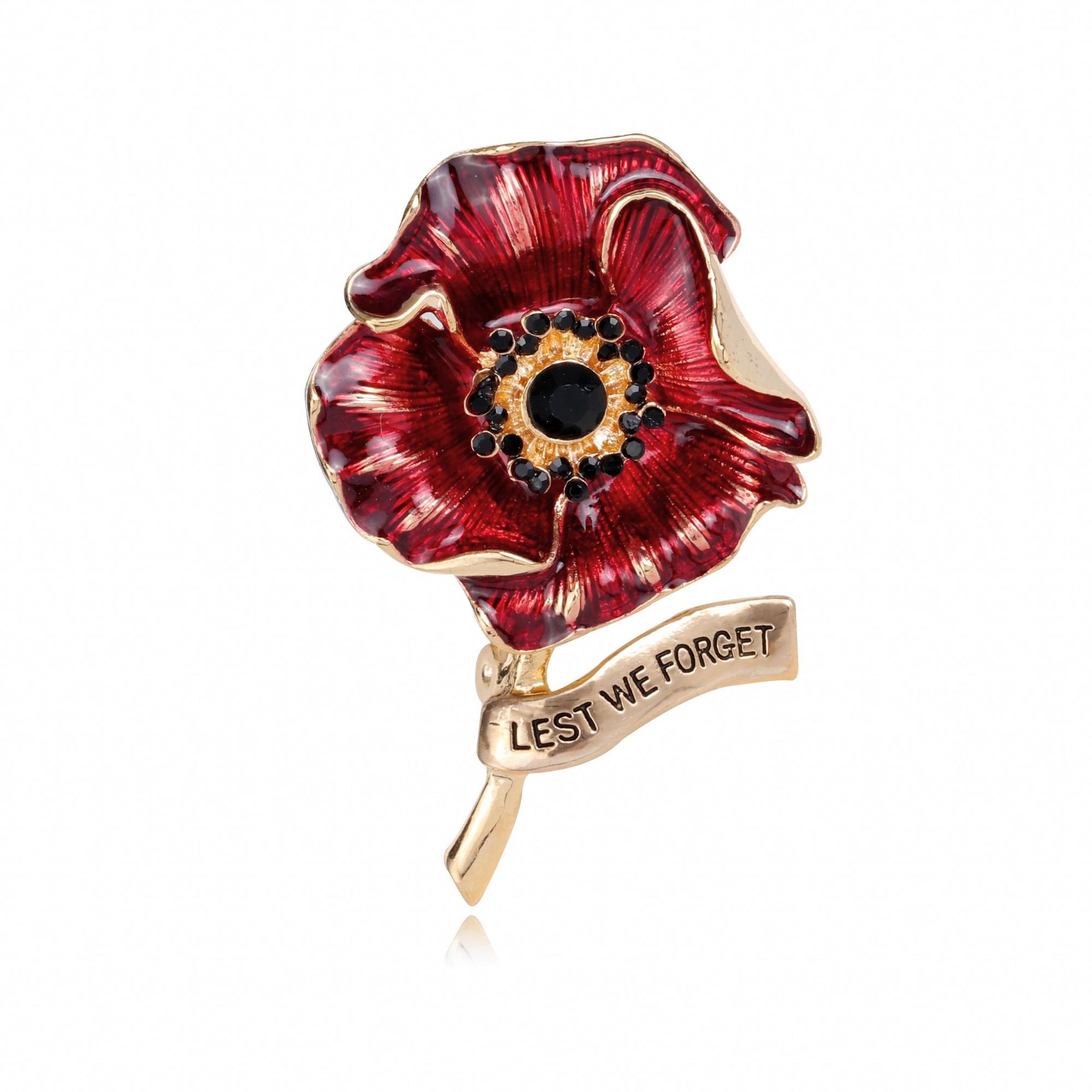 Enameled Red Poppy Flower Broo - đánh giá và giá Ethnic Fashion Uk