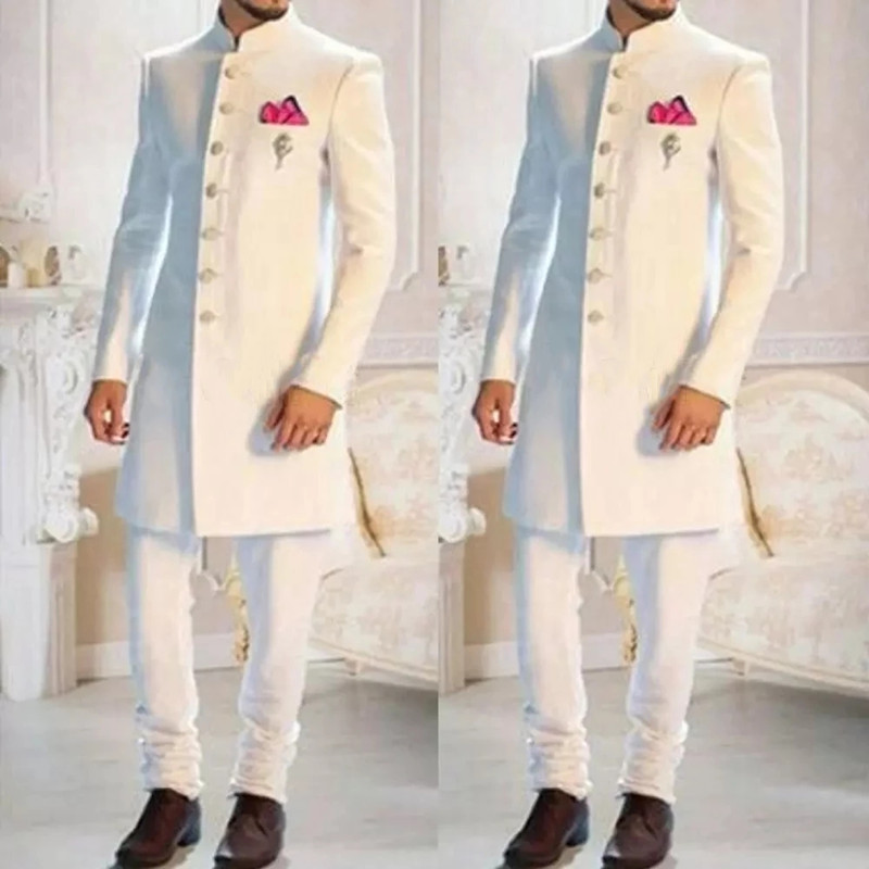 Fashion Design White Stand Col - đánh giá và giá Ethnic Wear Men'S Fashion